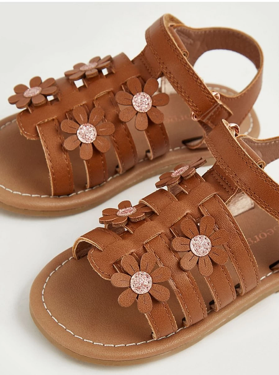 "George at Asda Girls' Tan Floral Gladiator Sandals – Comfortable Kids' Summer Footwear Reviews"