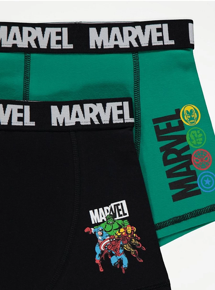 "George at Asda Boys' Marvel Character Print Trunks 3-Pack | Kids Underwear"