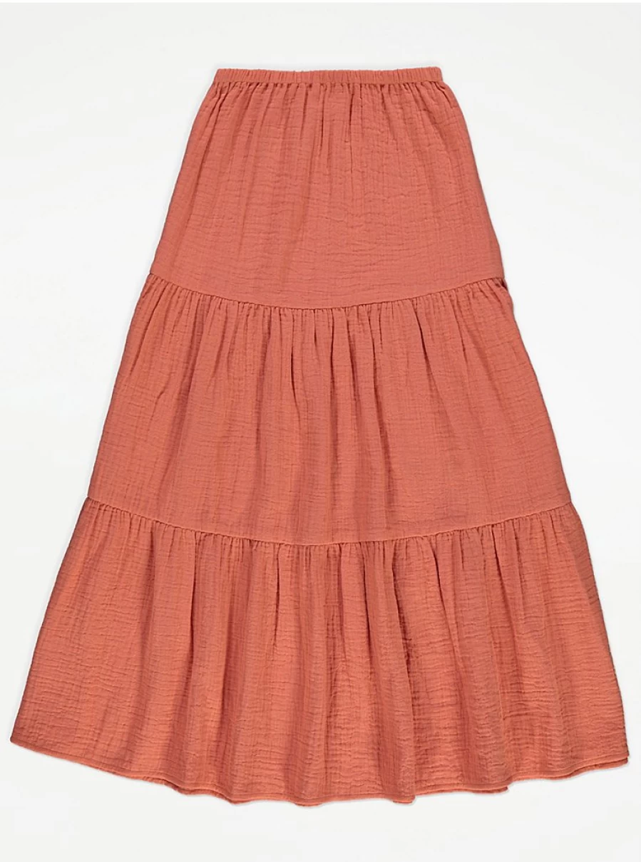 George at Asda Rust Double Layer Tiered Maxi Skirt for Girls - Comfortable & Stylish Kids' Long Skirt Review
