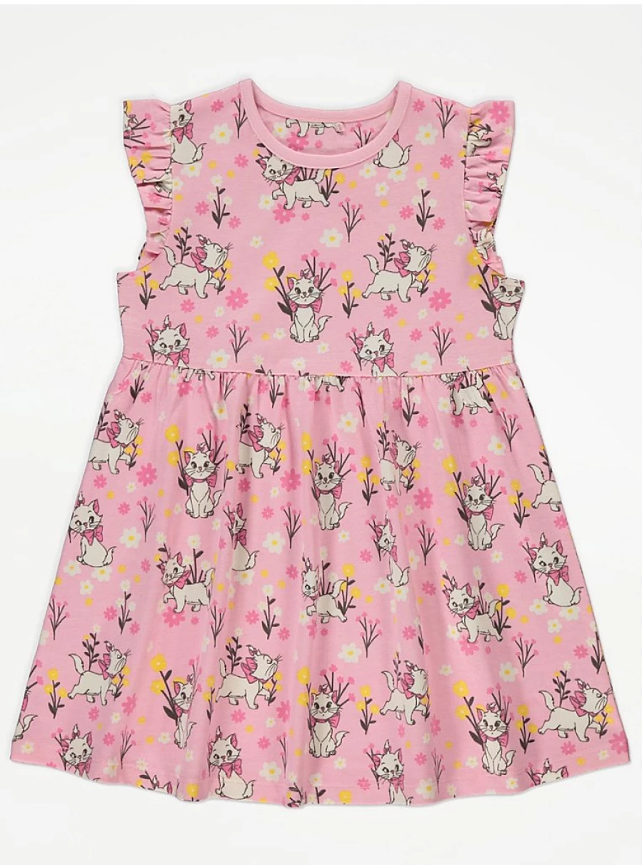 "George at Asda Disney Aristocats Marie Pink Jersey Dress for Girls"