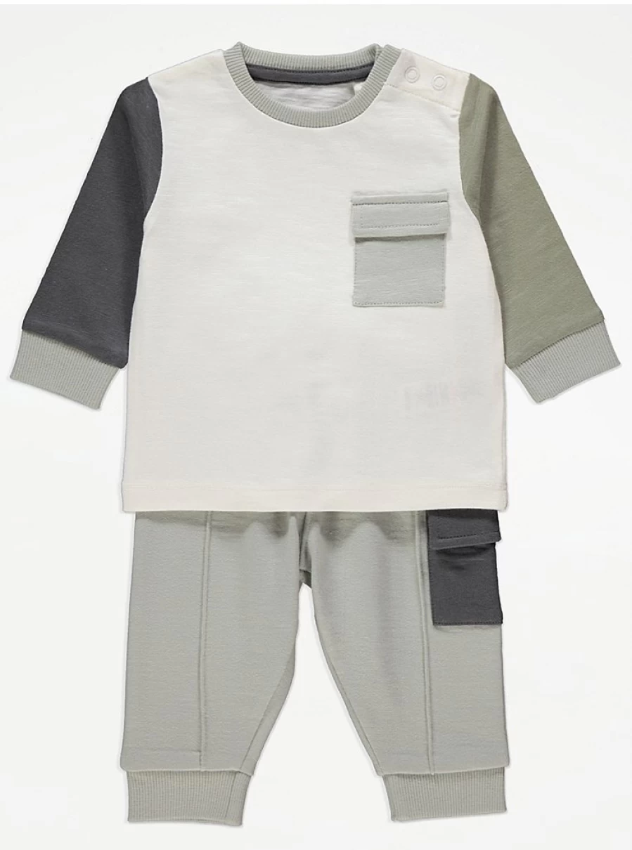 "George at Asda Boys' Khaki Colour Block Long Sleeve Top and Joggers Set Review"