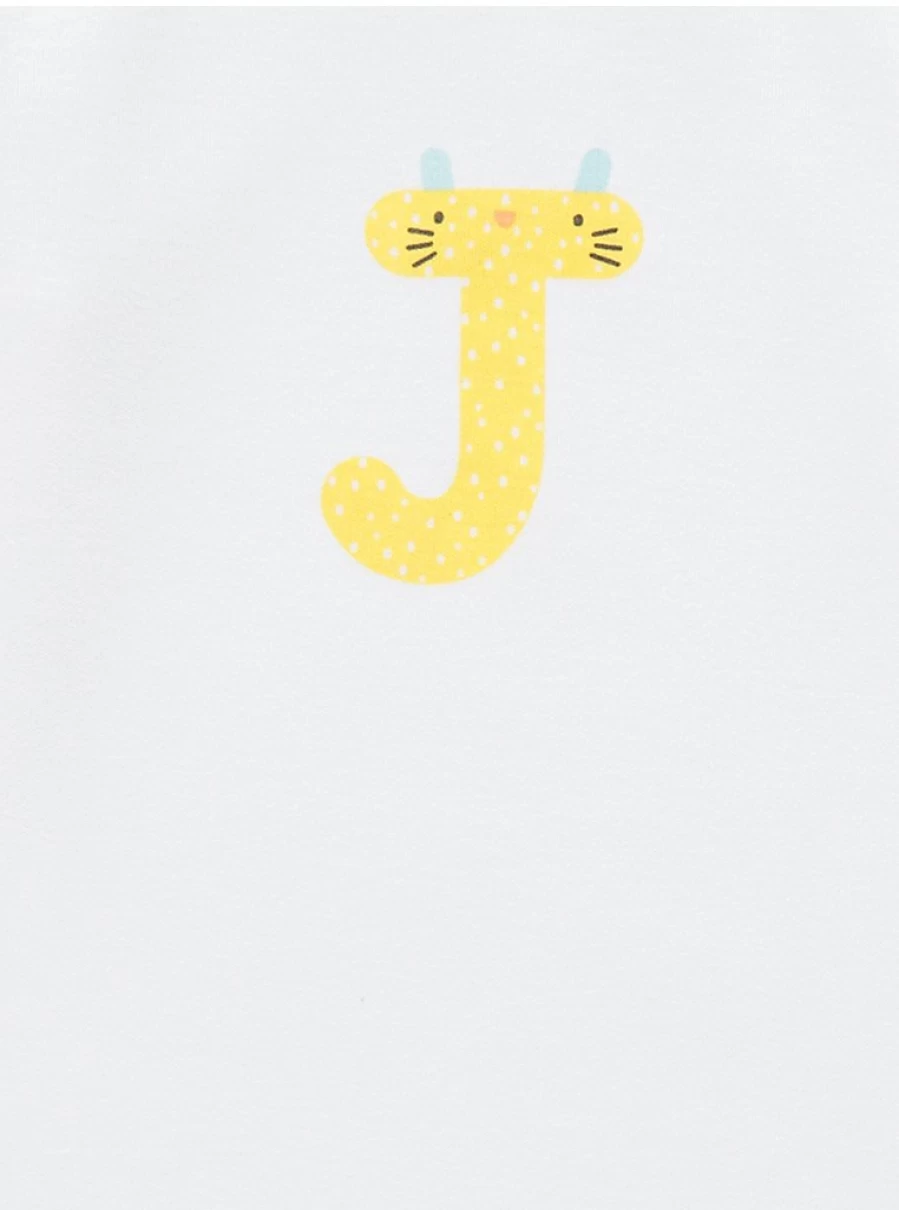 "George at Asda Baby White Animal Letter J Sleepsuit – Soft & Comfortable Sleepwear for Infants"