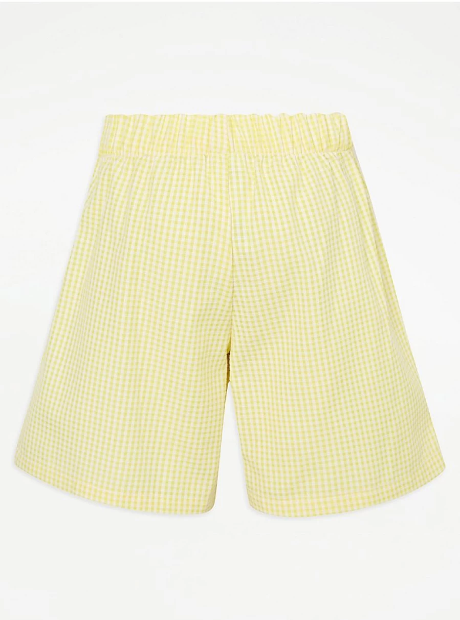 "George at Asda Yellow Gingham Pleated School Shorts – Comfortable Fit & Stylish Design"