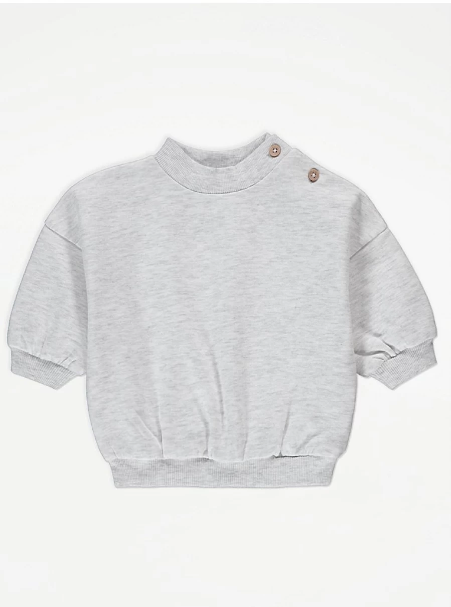 "George at Asda Baby Grey Marl Button Shoulder Sweatshirt – Reviews & Features"