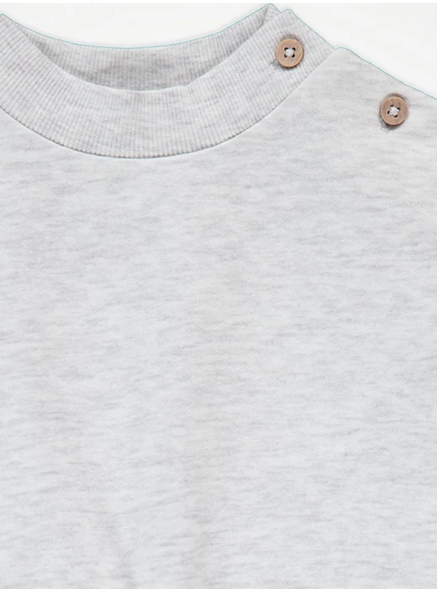 "George at Asda Baby Grey Marl Button Shoulder Sweatshirt – Reviews & Features"