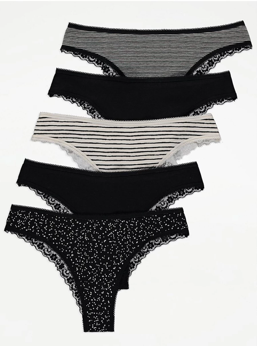 "George at Asda Printed Brazilian Knickers 5-Pack | Women's Lingerie Set | Comfortable & Stylish Underwear"