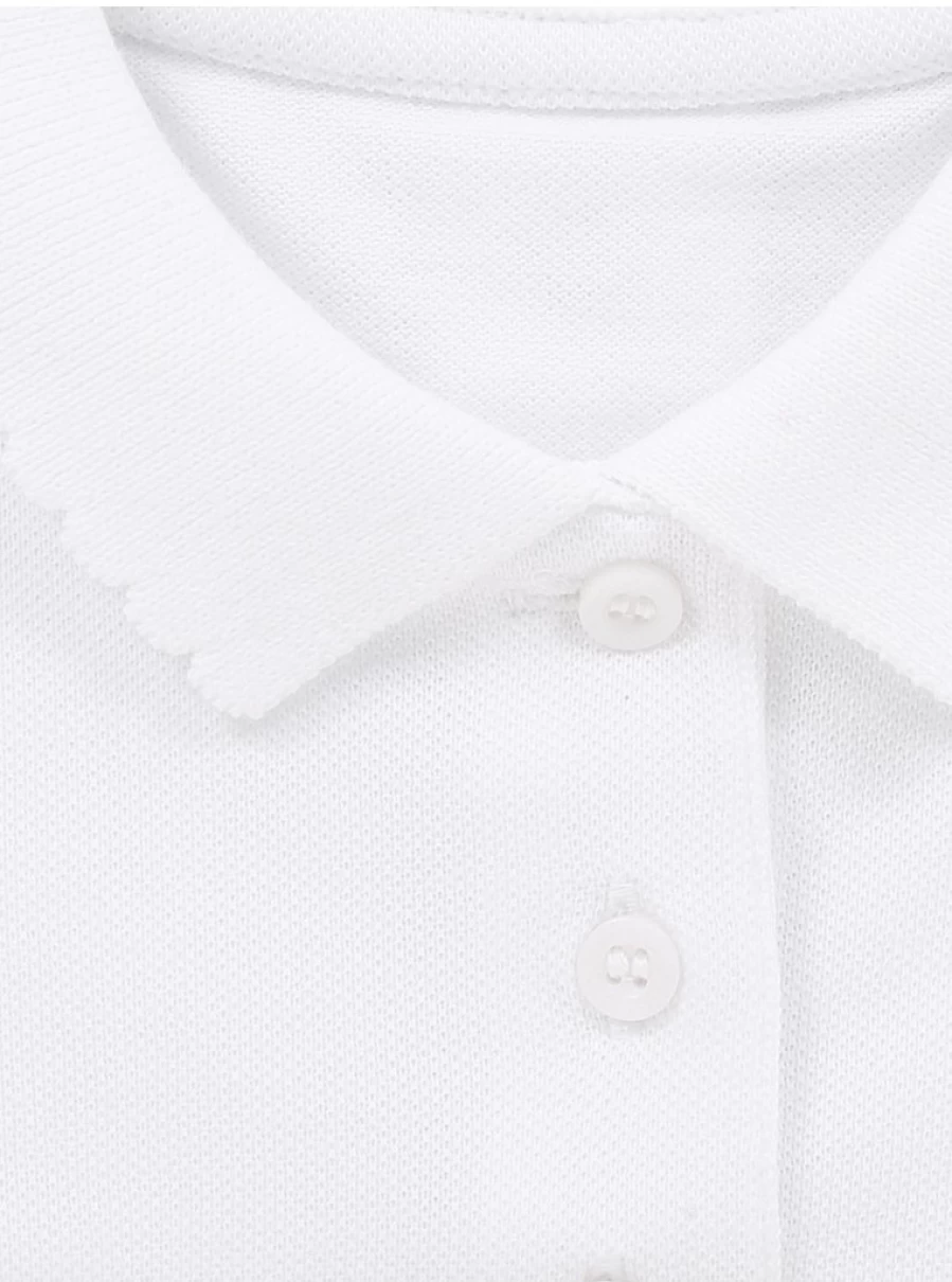 "George at Asda Girls' 2-Pack White Scallop Edge Short Sleeve Polo Shirts for School"