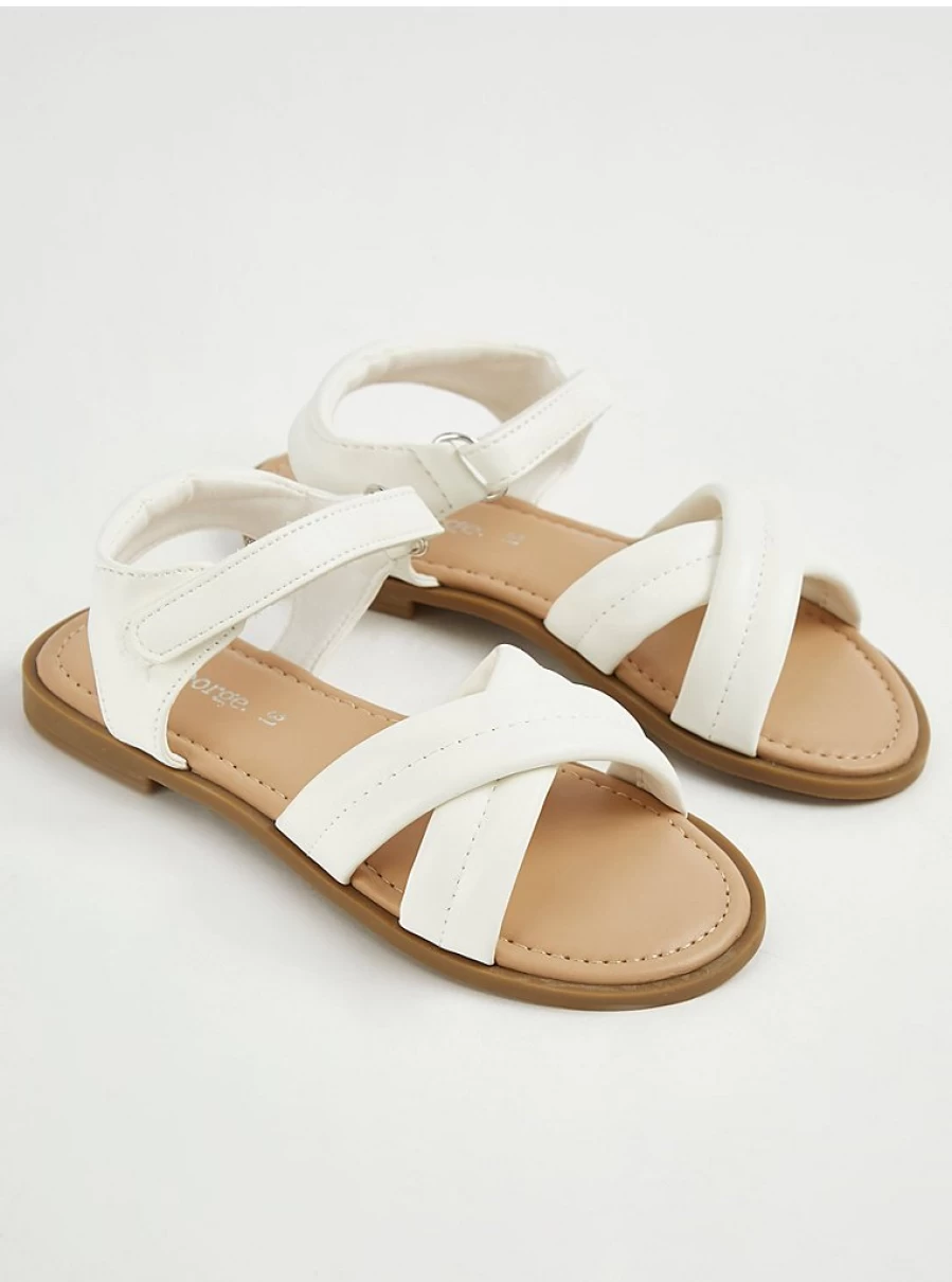 "George at Asda Girls' White Cross Strap Sandals – Comfortable Kids' Footwear Reviews"