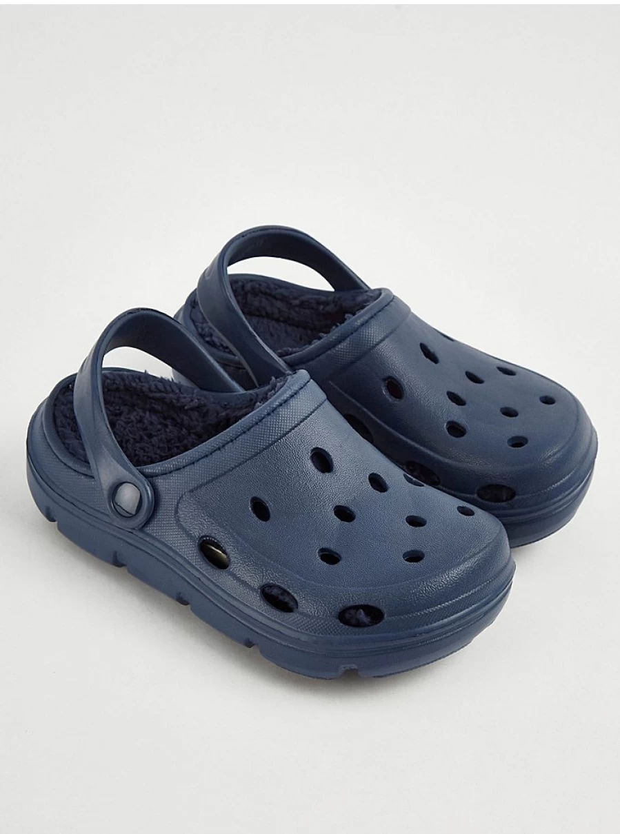 "George at Asda Boys Navy Borg Lined Clogs – Comfortable Kids’ Slip-On Shoes"