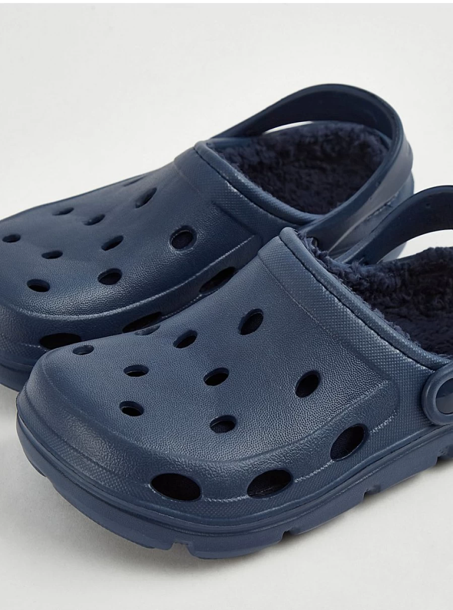 "George at Asda Boys Navy Borg Lined Clogs – Comfortable Kids’ Slip-On Shoes"