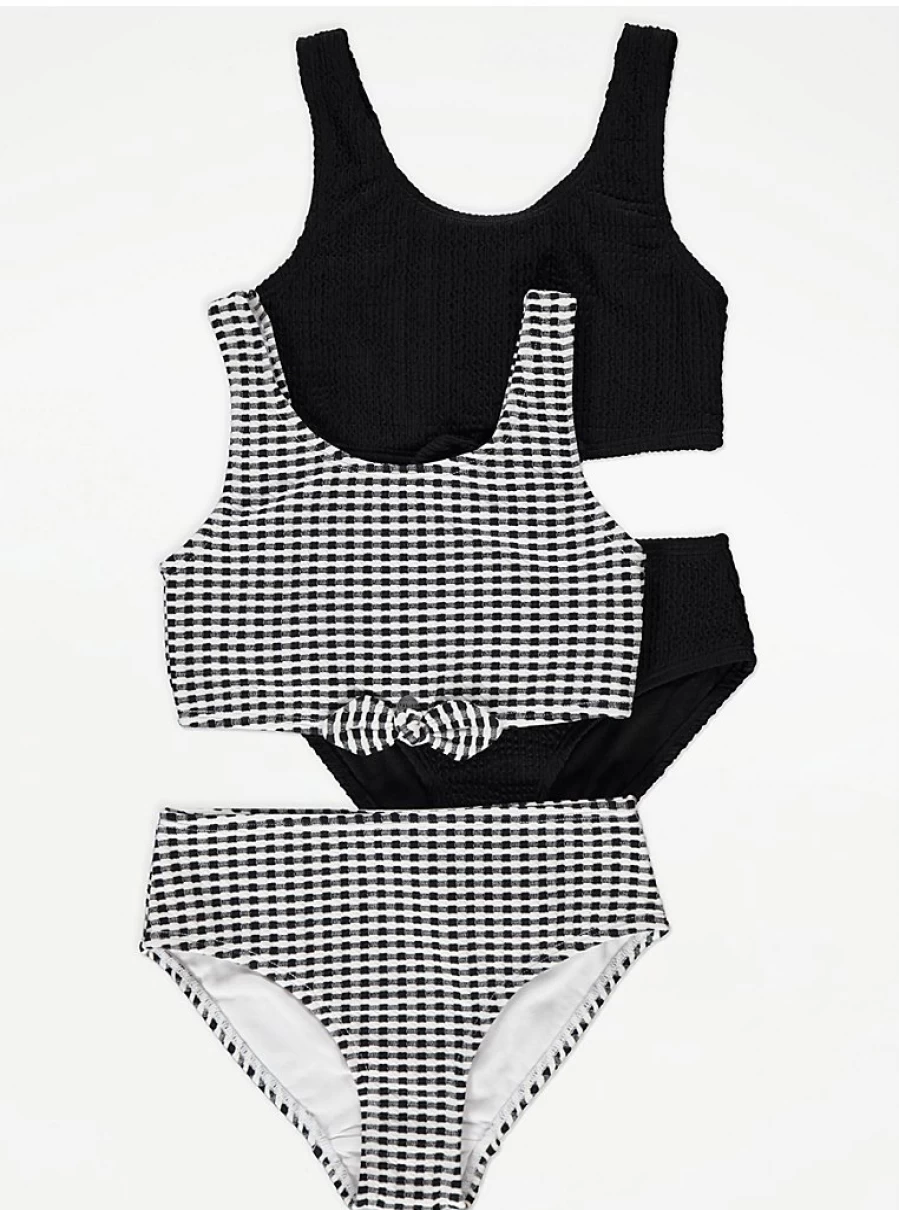 Girls' Crinkle Bow Front Bikini 2-Pack | George at Asda | Swimwear Reviews