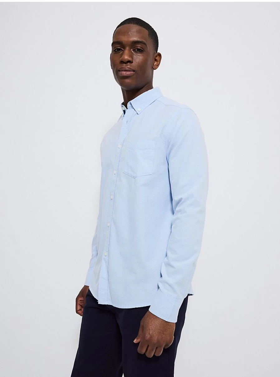 Men's Light Blue Oxford Shirt - Long Sleeve Regular Fit by George at Asda