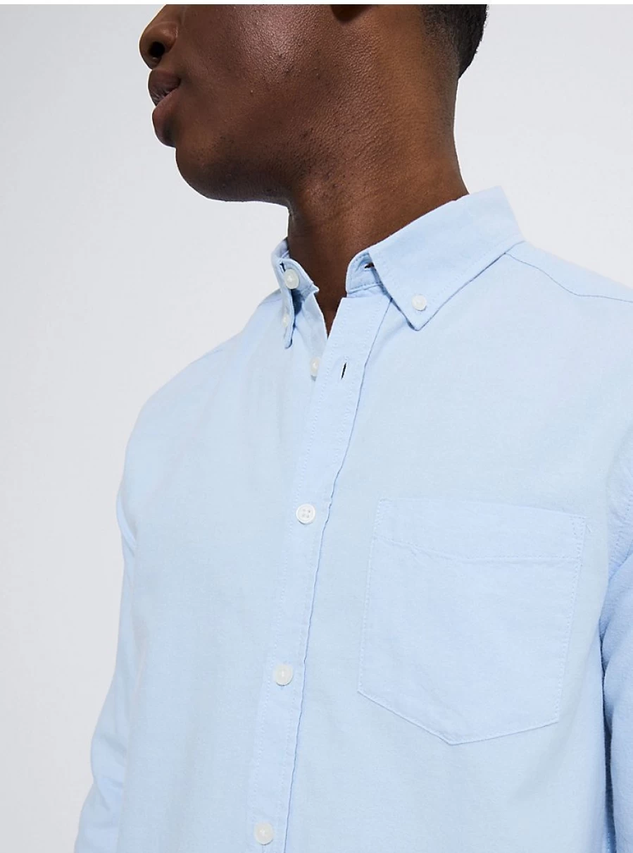 Men's Light Blue Oxford Shirt - Long Sleeve Regular Fit by George at Asda