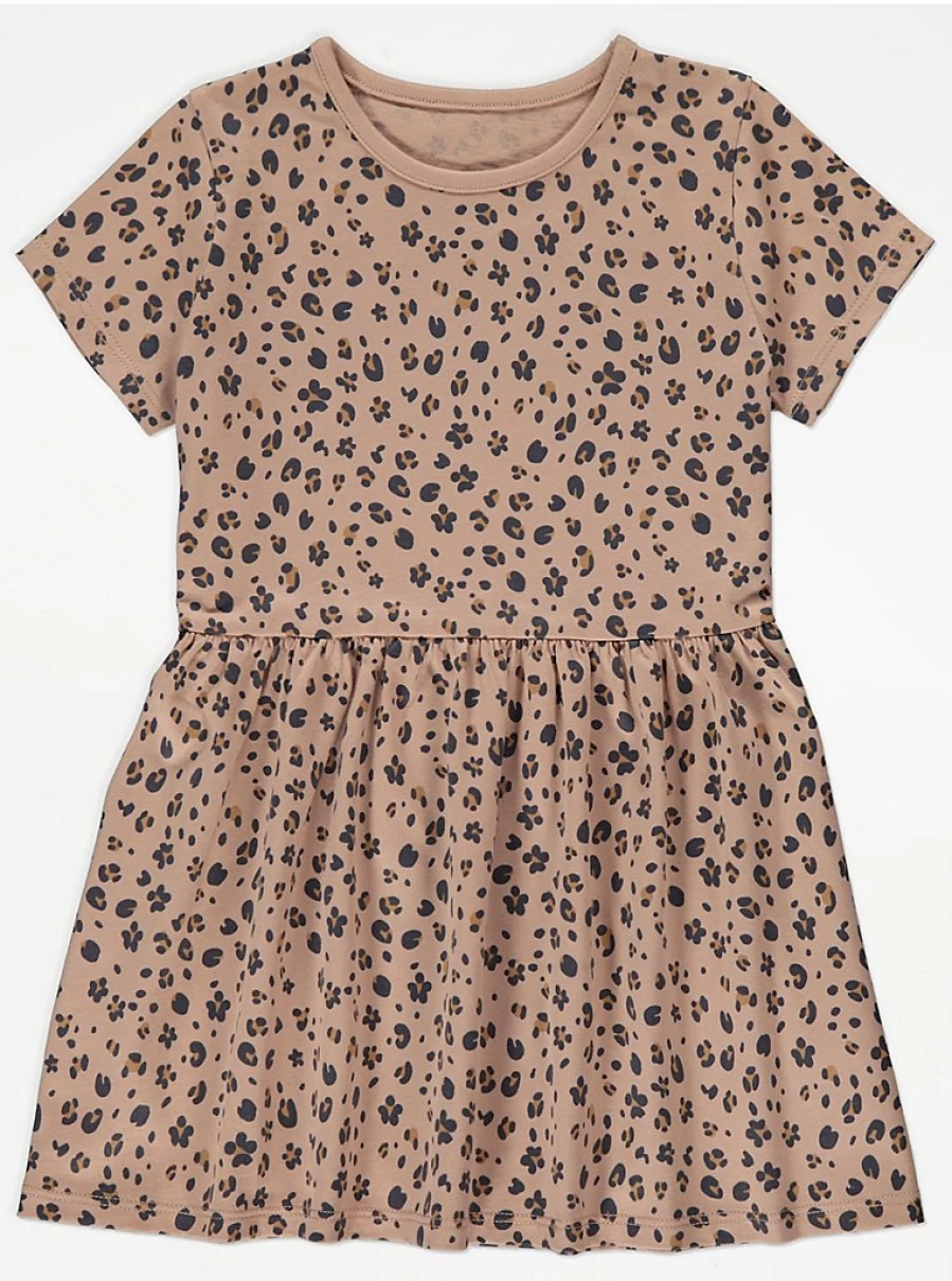 George at Asda Girls' Brown Leopard Print Jersey Dress - Comfortable & Stylish Kids' Dress Review