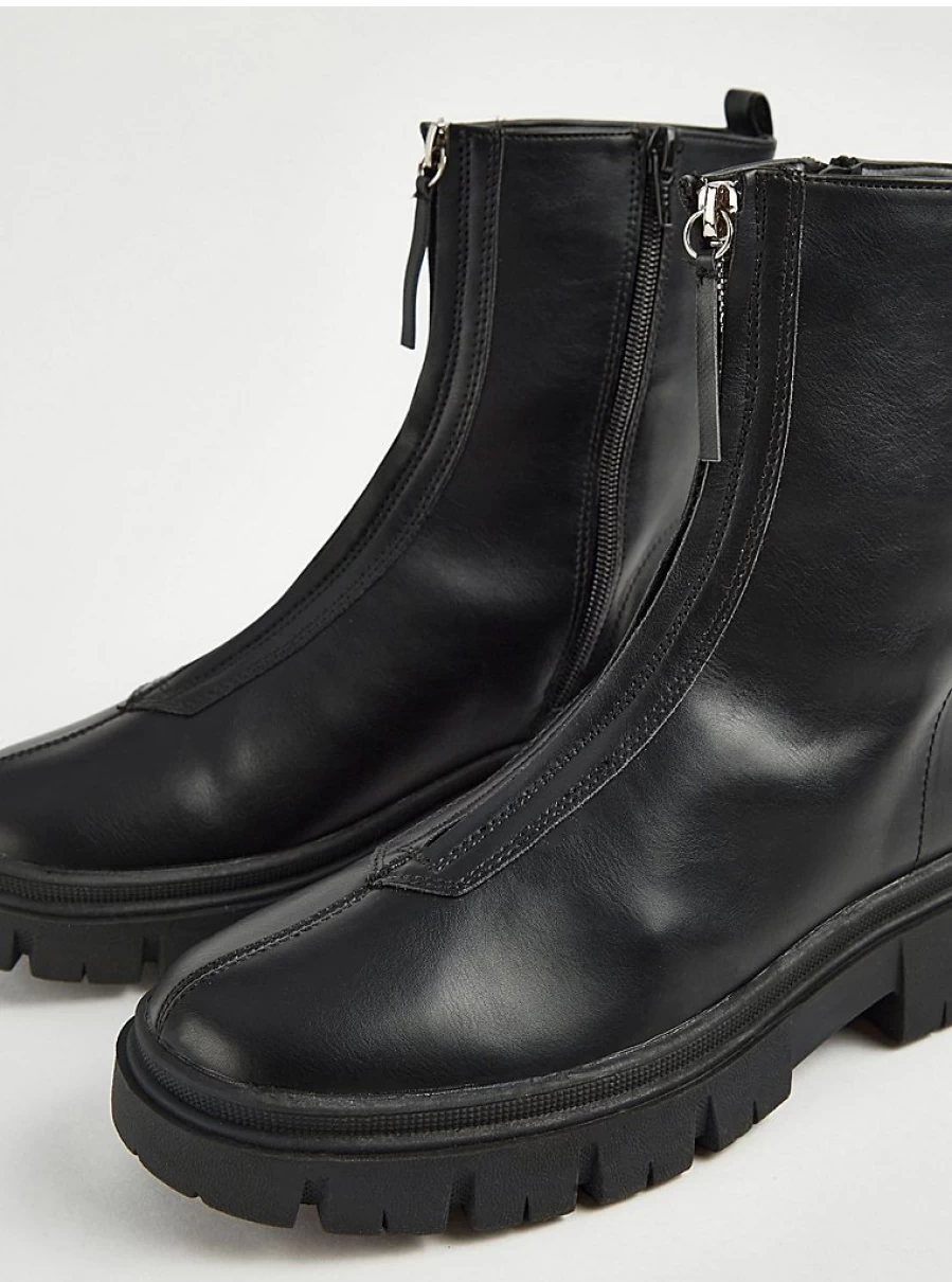 "George at Asda Women's Black Zip Front Wide Fit Ankle Boots | Comfort & Style"