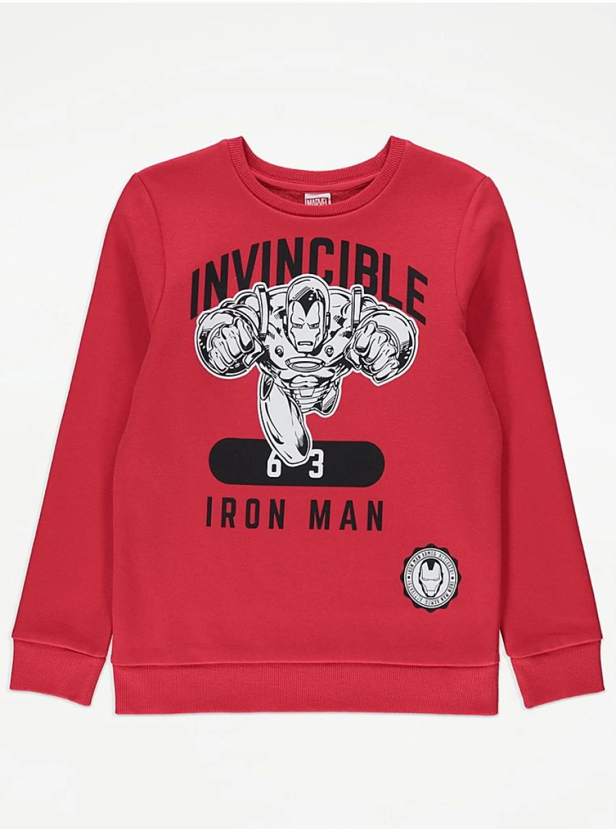 "George at Asda Kids Marvel Iron Man Red Sweatshirt | Invincible Hero Costume Apparel"