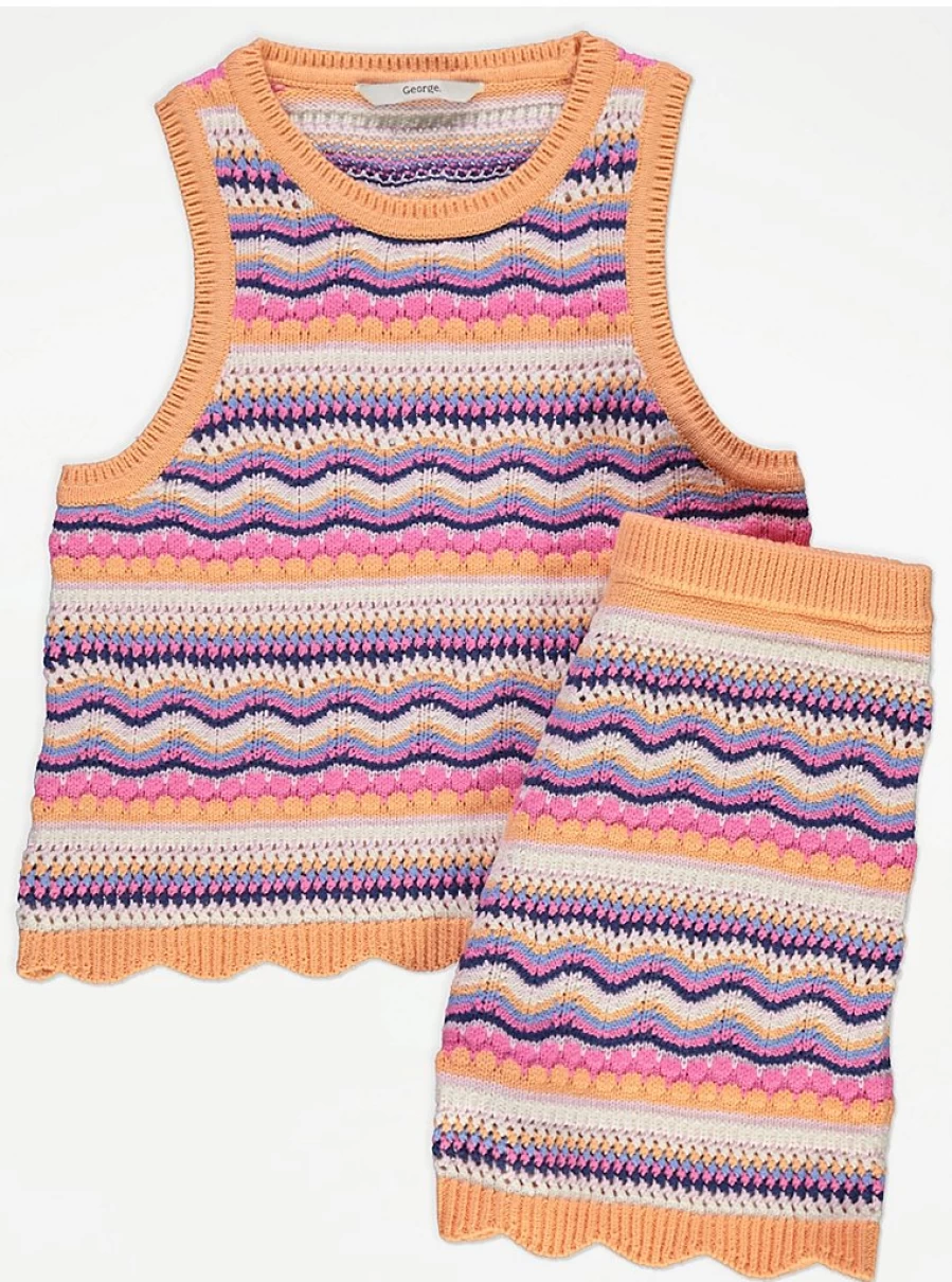 "Bright Crochet Scallop Edge Cami And Shorts Outfit for Girls | George at Asda Reviews"