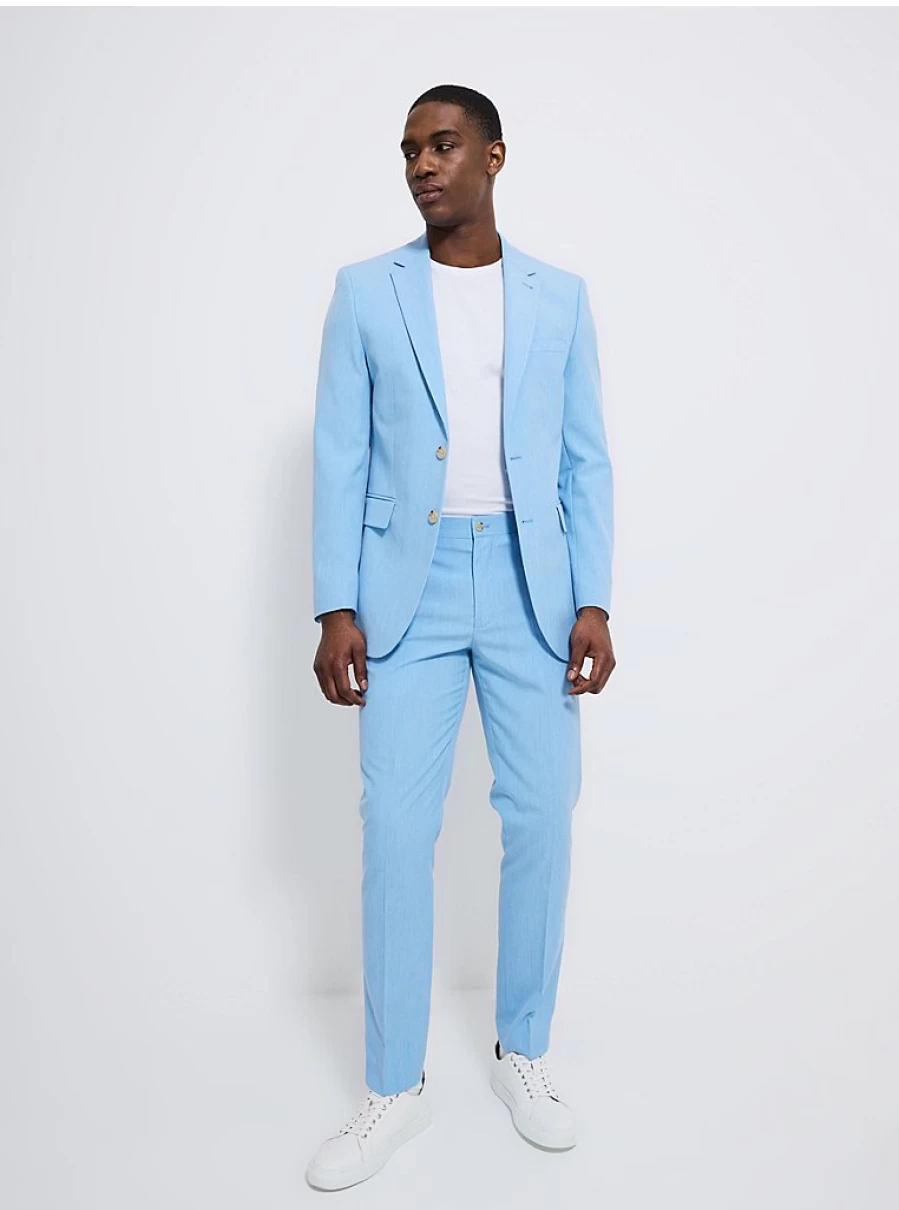 "George at Asda Men's Light Blue Slim Fit Suit Pants – Comfortable & Stylish Formal Trousers"