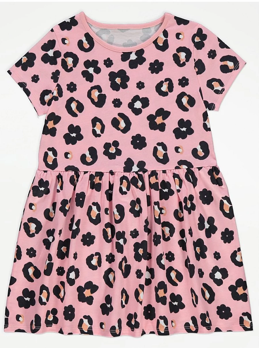 "George at Asda Girls Pink Floral Animal Print Jersey Dress – Kids' Fashion Review"