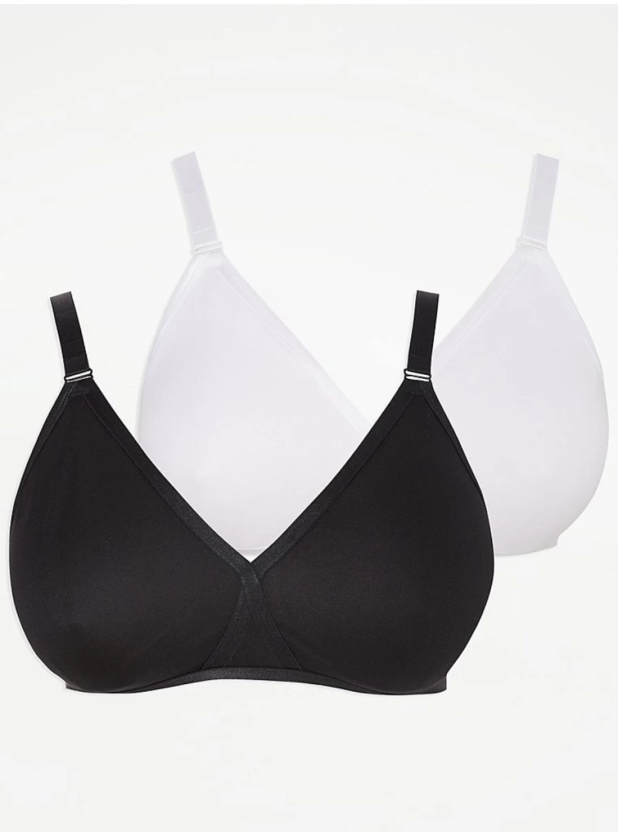 "George at Asda Women's Non-Wired Cross Front Full Cup Bras 2-Pack – Comfortable Lingerie Set"