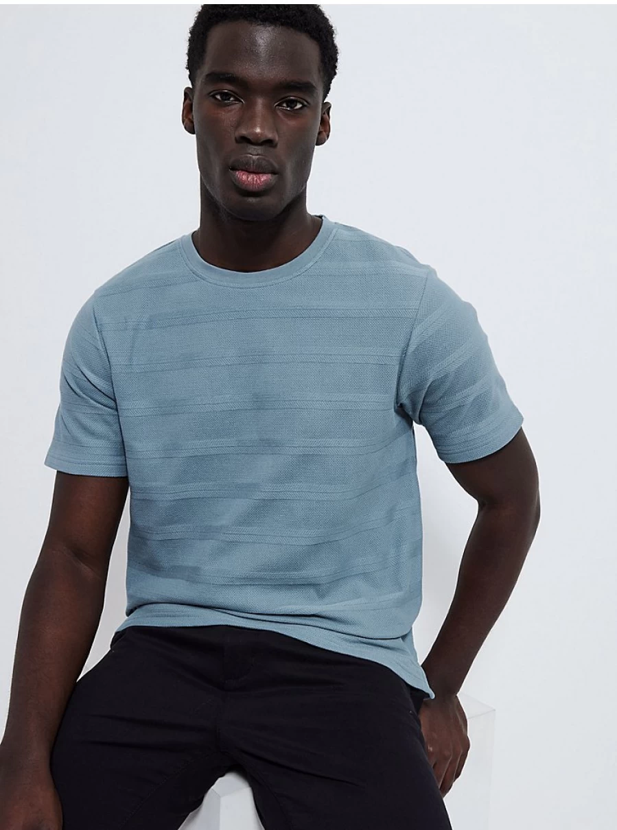 "George at Asda Men's Light Blue Striped Textured T-Shirt Review & Buying Guide"