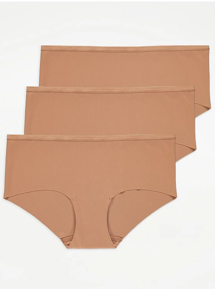 "George at Asda Tan No VPL Short Knickers 3-Pack | Seamless Underwear | Ladies' Lingerie"