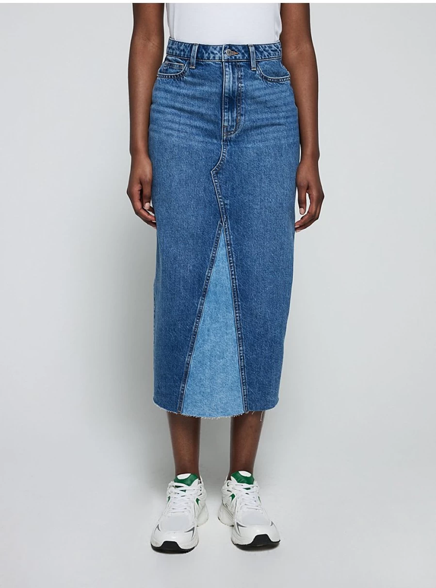 Women's Mid Wash Denim Contrast Split Midaxi Skirt | George at Asda | Stylish & Comfortable