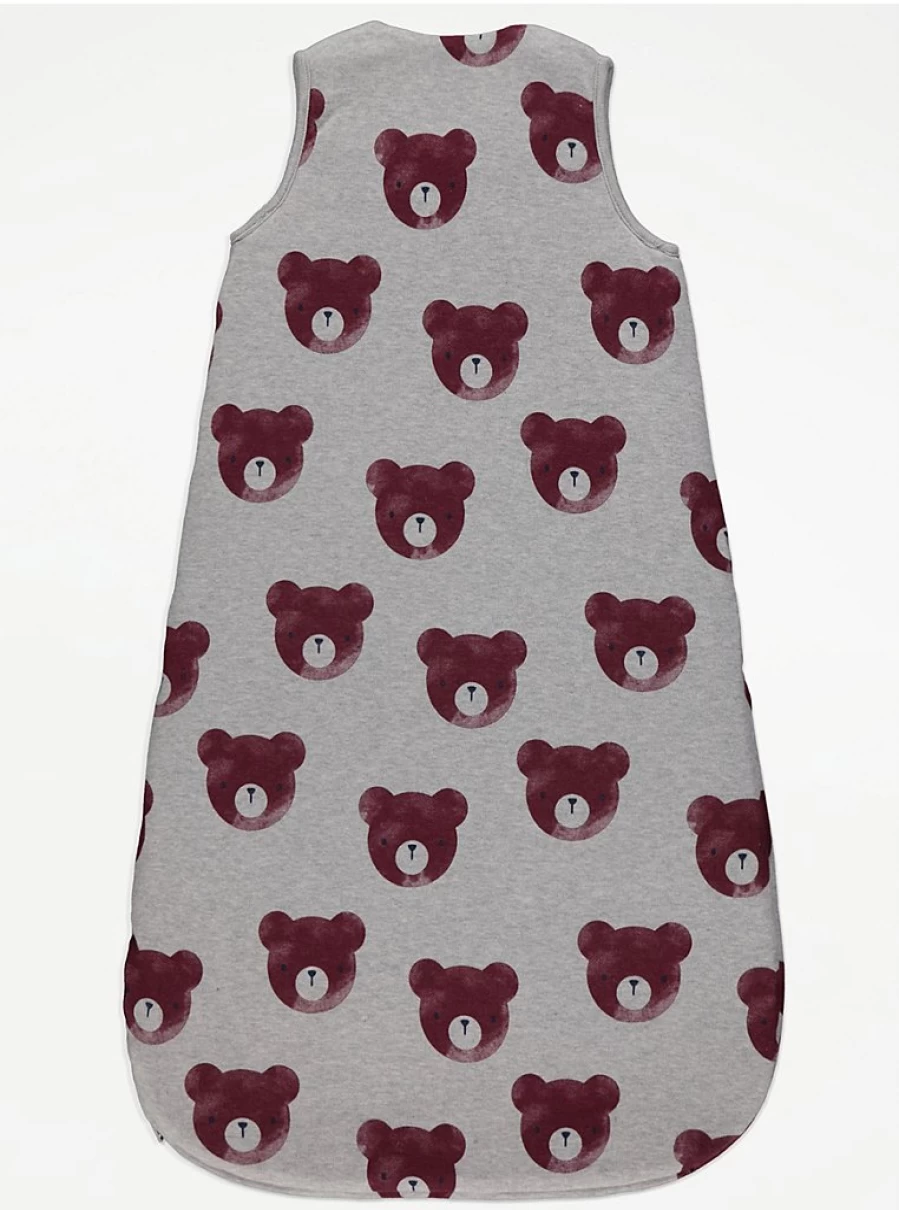 "George at Asda Grey 2.5 Tog Teddy Bear Baby Sleep Bag – Warm & Cozy Infant Wear"