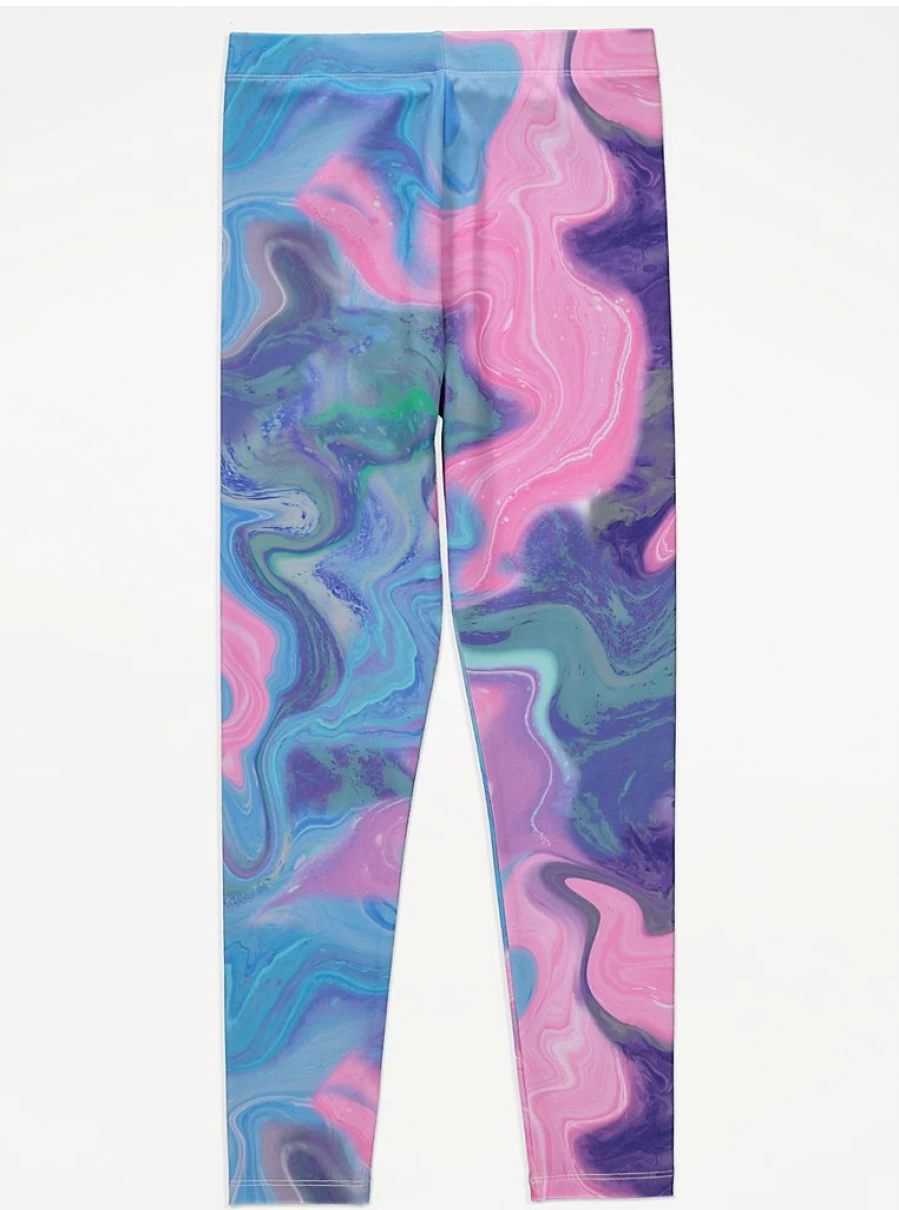 "George at Asda Kids' Bright Marble Print Leggings | Comfortable & Stylish"
