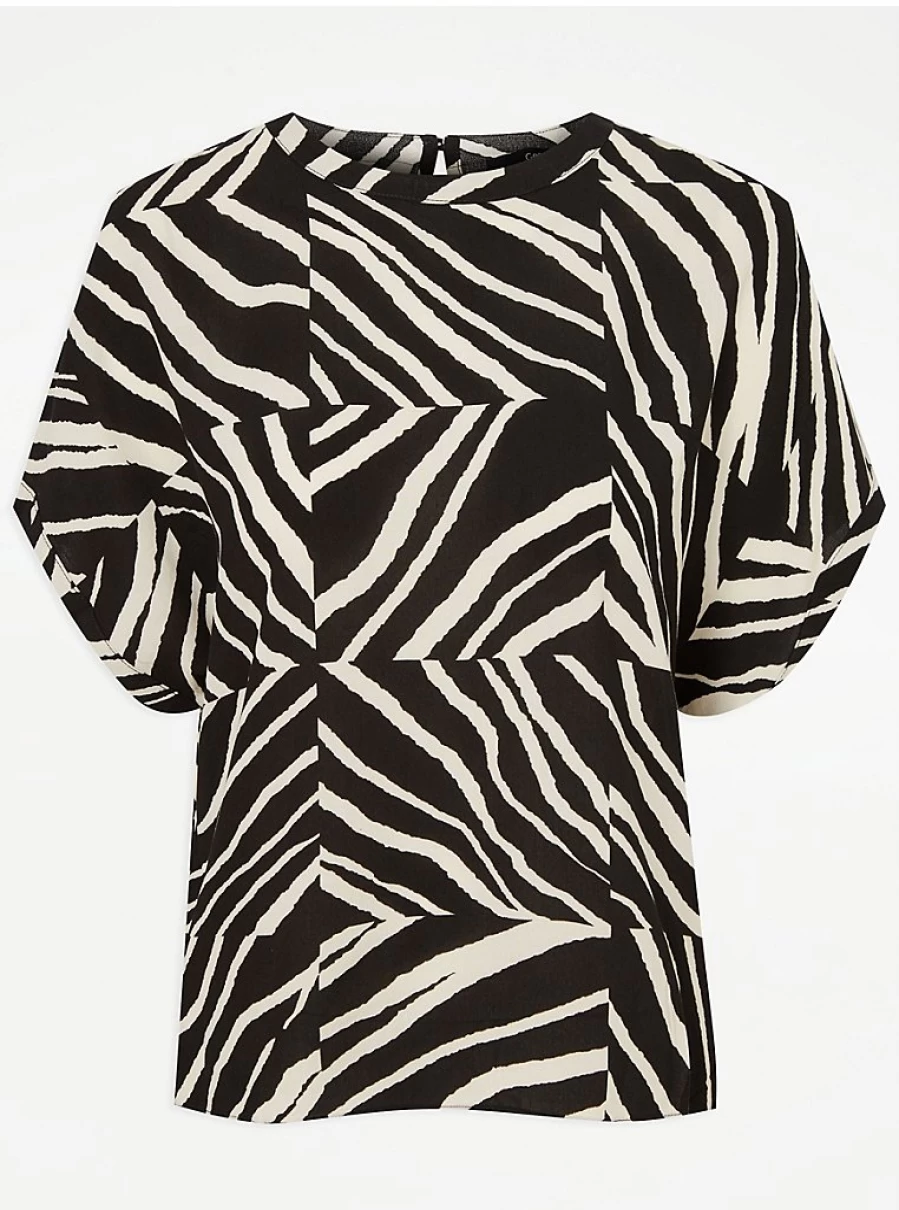 "George at Asda Women's Zebra Print Grid Pattern Short Sleeve T-Shirt Reviews"