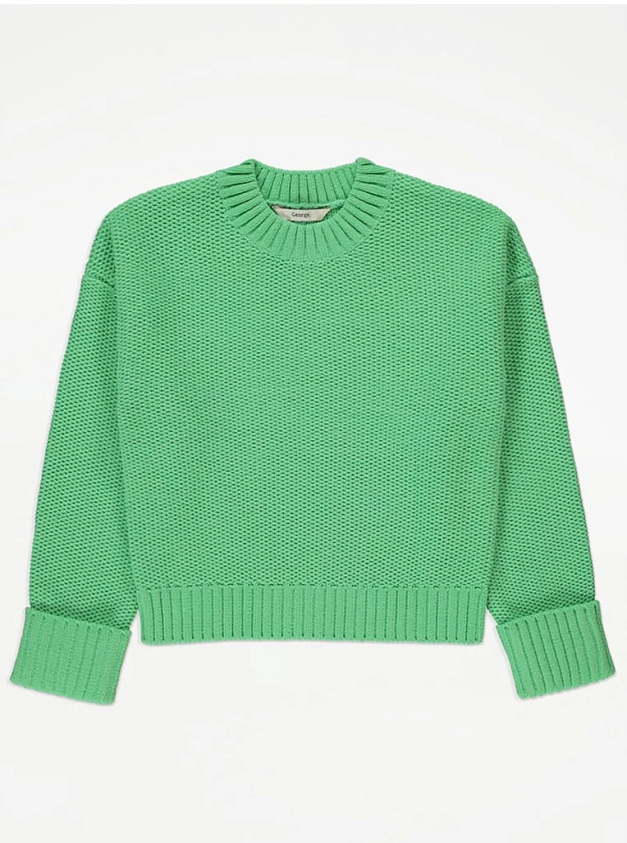 "George at Asda Kids Green Chenille Knit Jumper | Soft Comfortable Sweater"