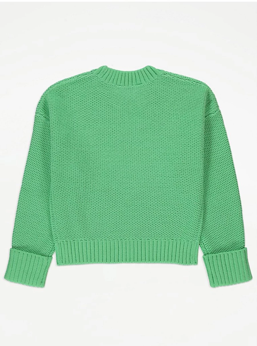 "George at Asda Kids Green Chenille Knit Jumper | Soft Comfortable Sweater"