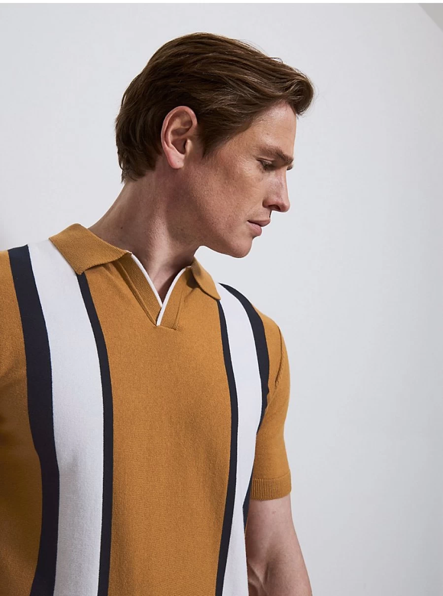 "George at Asda Men's Tan Striped Knitted Polo Shirt Review"