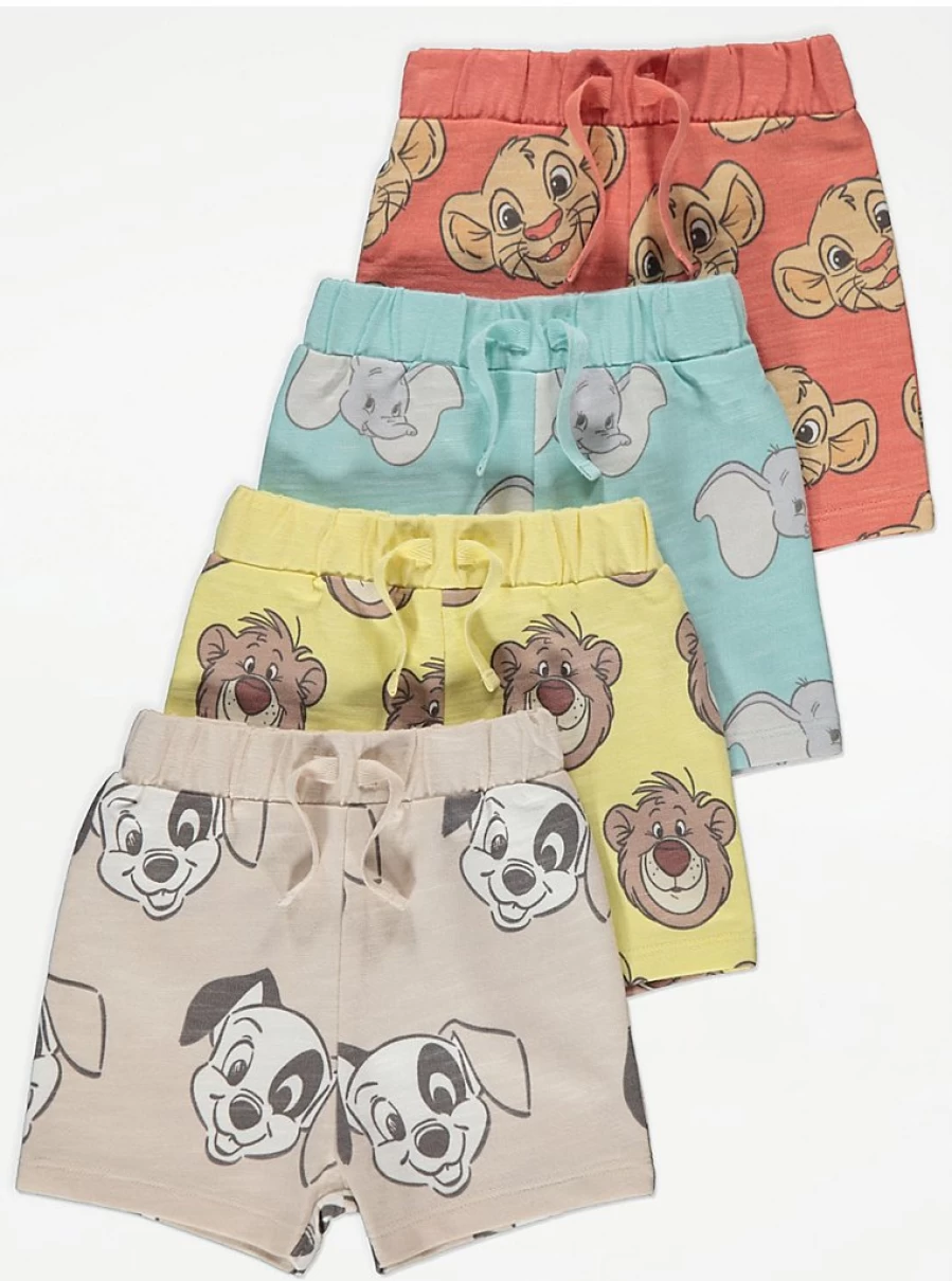 "George at Asda Baby Disney Character 4-Pack Shorts – Soft & Comfortable for Infants"