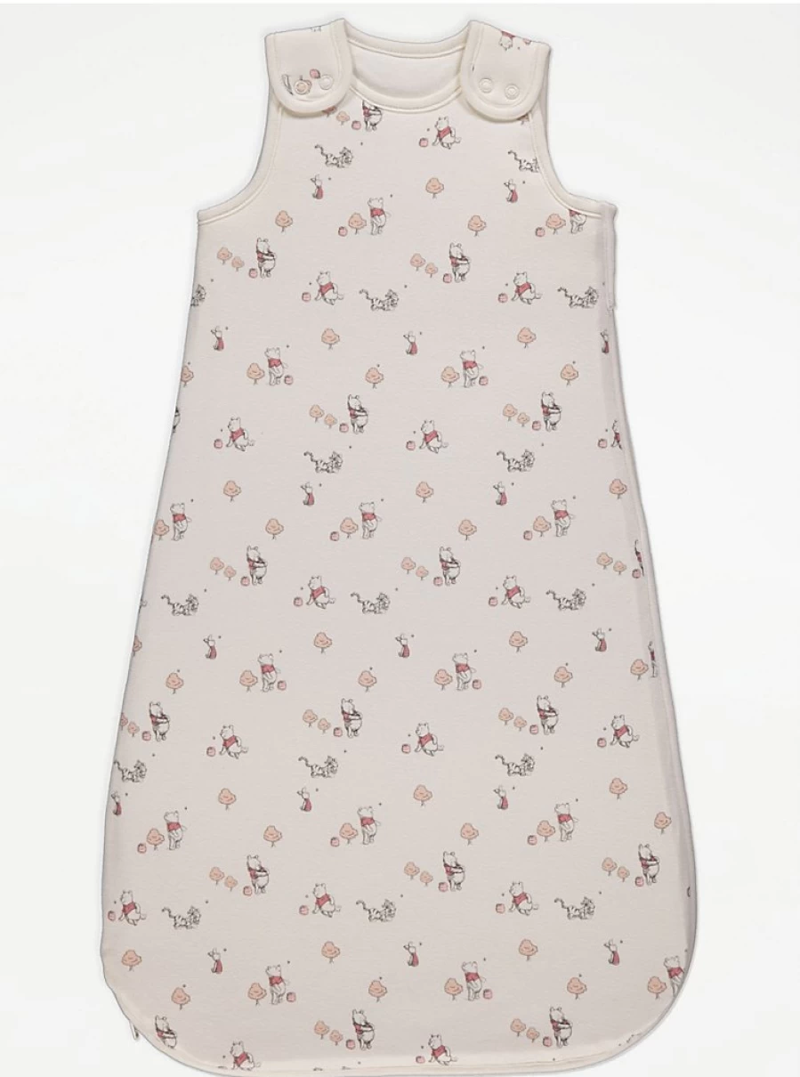 George at Asda Disney Winnie The Pooh 2.5 Tog Baby Sleep Bag - Soft White Nursery Wear for Infants