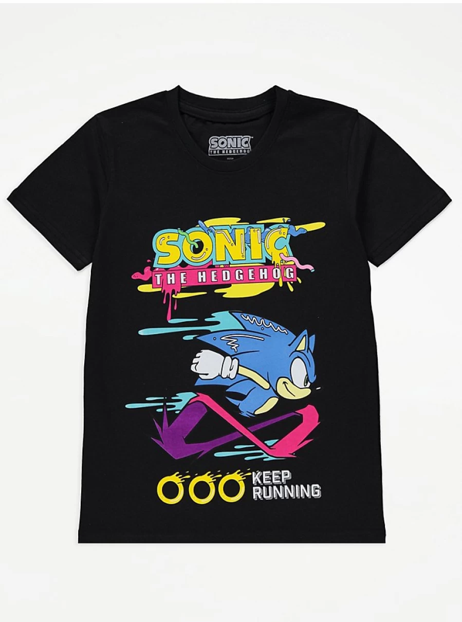 "Sonic The Hedgehog Keep Running Boys T-Shirt | George at Asda | Kids Gaming Tee"