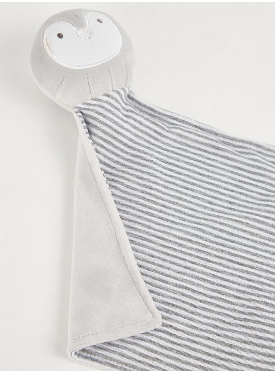 "George at Asda Grey Penguin Print Baby Dribble Bib, Comforter & Booties Set – Soft & Adorable"