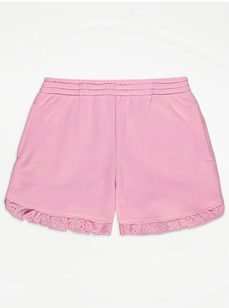 "George at Asda Girls' Pink Embroidered Hem Sweat Shorts | Kids' Casual Shorts Review"