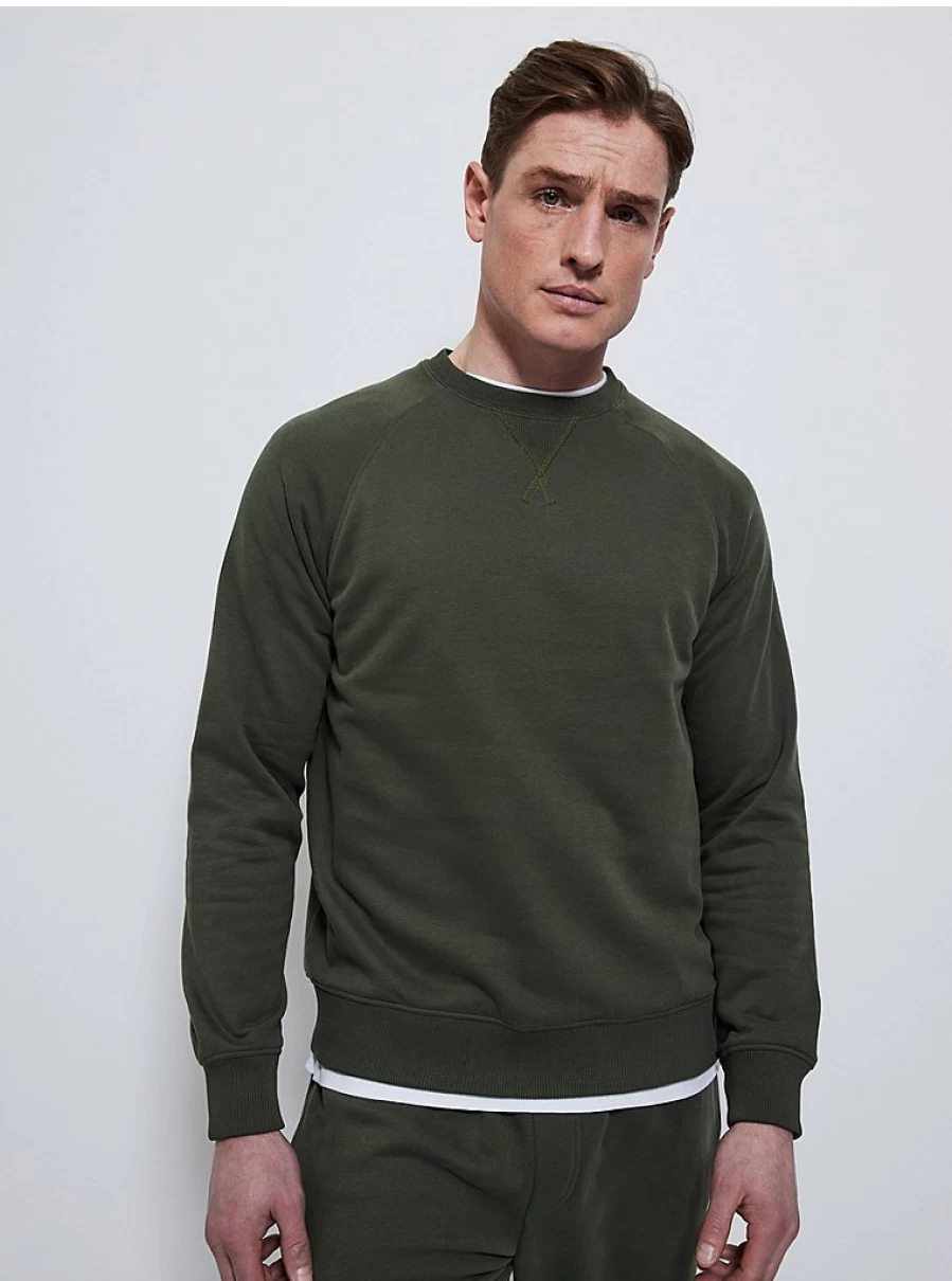 Men's Khaki Crew Neck Sweatshirt - George at Asda | Comfort Fit Casual Pullover