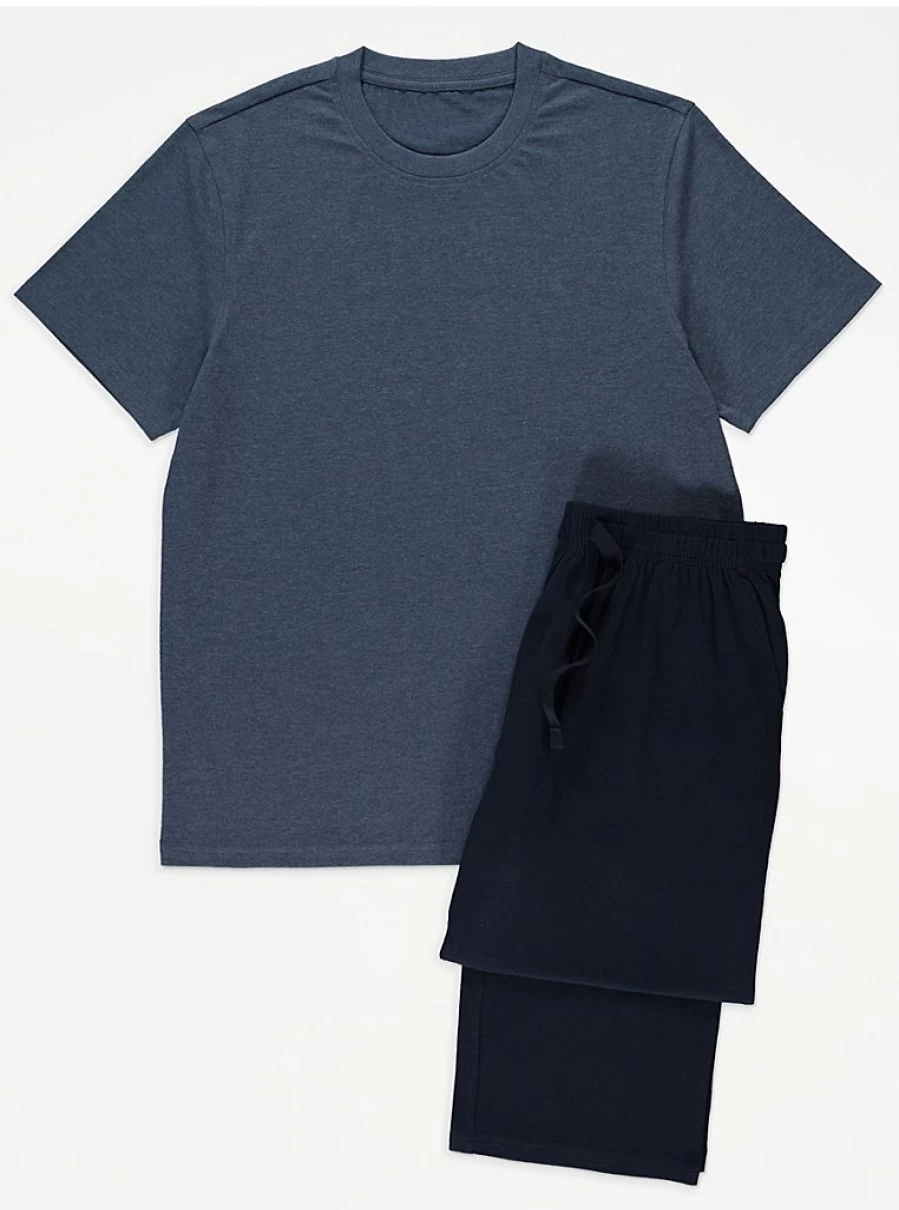 "George at Asda Men's Blue Short Sleeve Lounge Pyjamas – Comfort & Style"