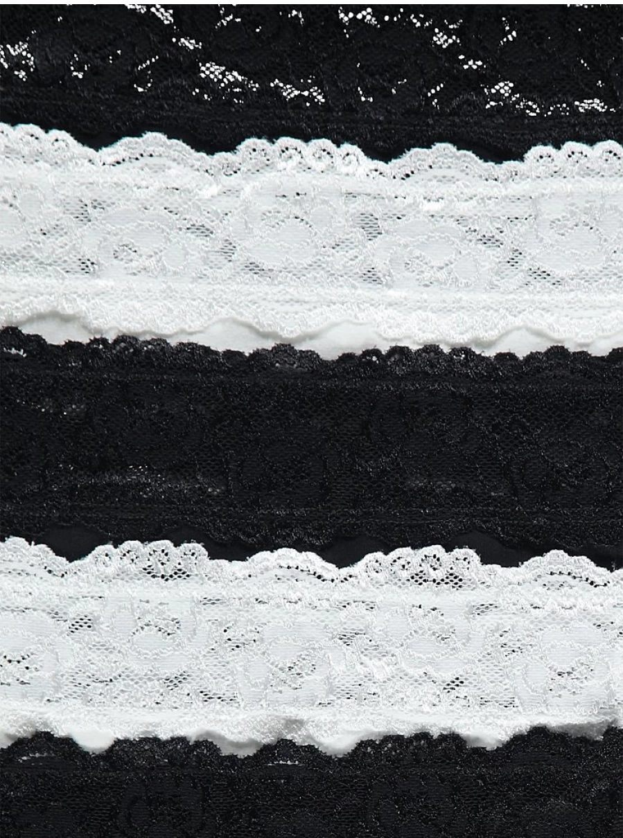 "George at Asda Black Lace Trim High Leg Knickers 5-Pack | Women's Lingerie Set"