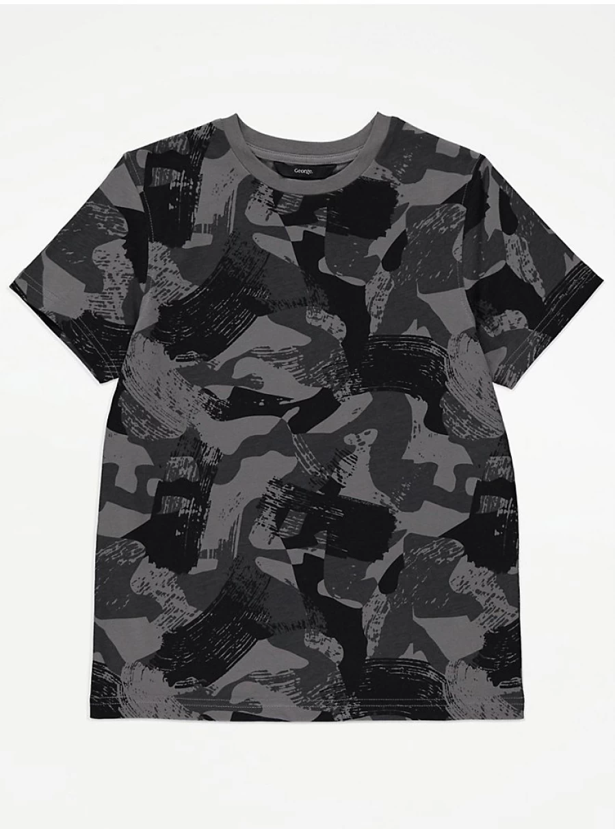 Boys' Grey Camouflage Short Sleeve T-Shirt | George at Asda