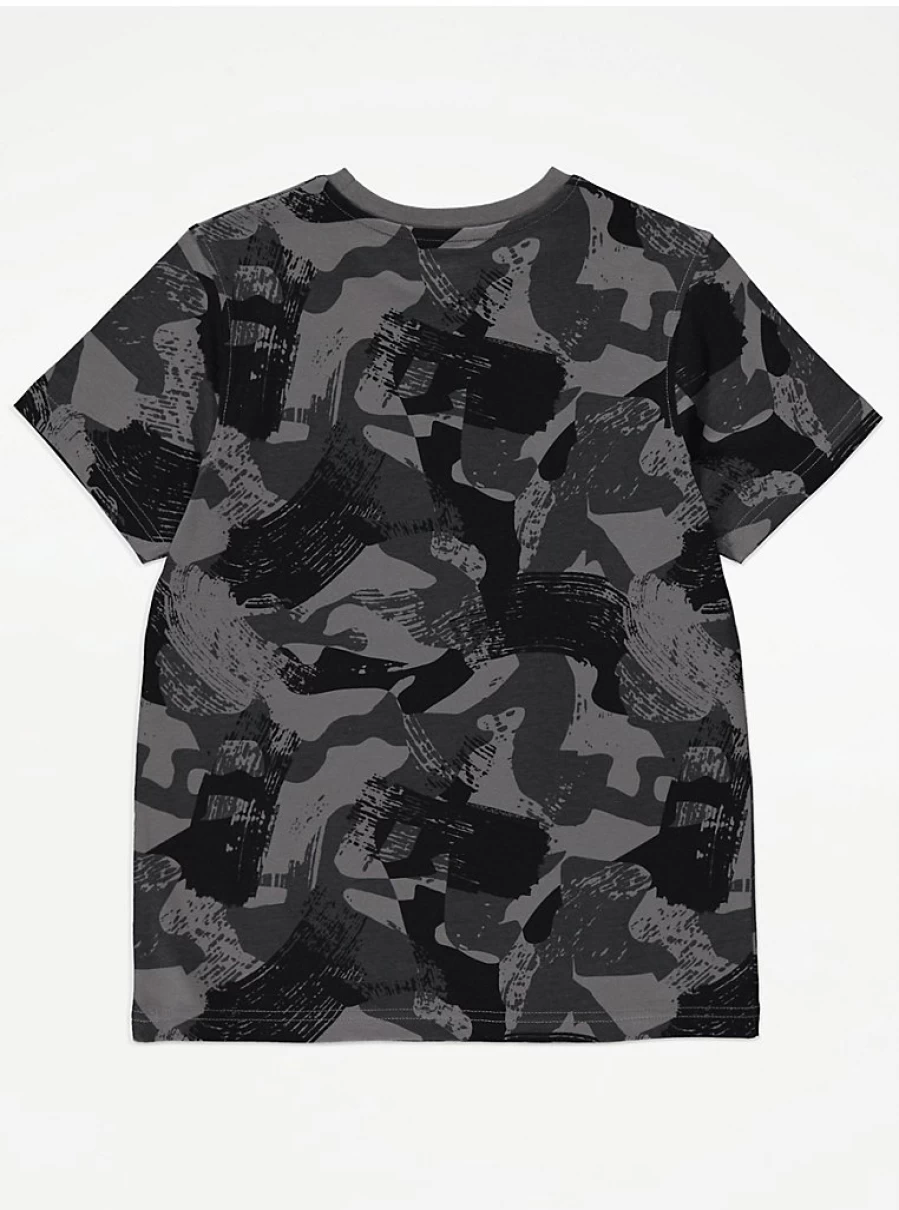 Boys' Grey Camouflage Short Sleeve T-Shirt | George at Asda