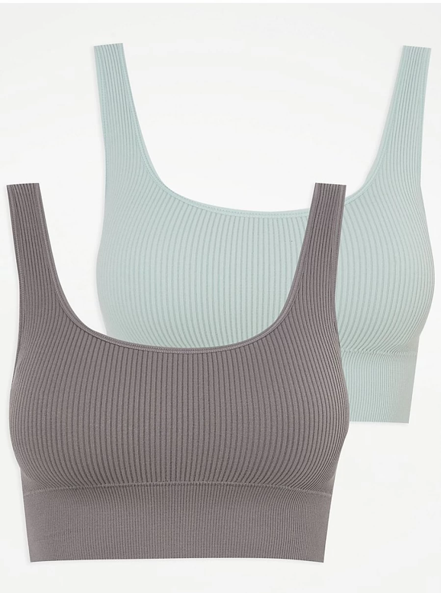 "George at Asda Women's Ribbed Comfort Bras 2-Pack | Soft Support Lingerie Set"