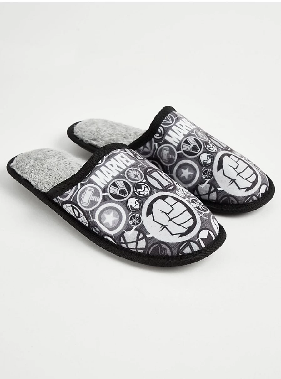 Men's Marvel Character Grey Mule Slippers by George at Asda | Comfortable House Shoes