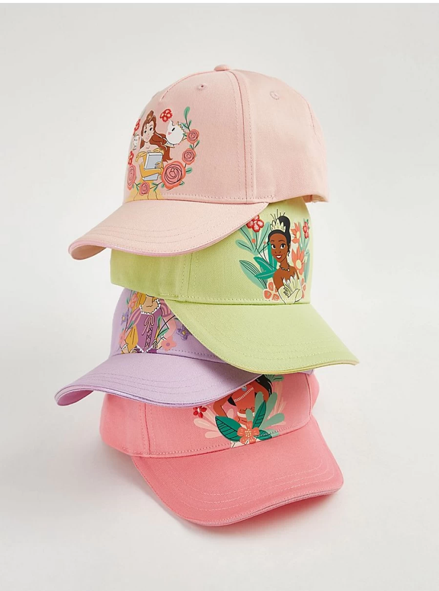 "George at Asda Disney Princess Caps 4 Pack for Girls – Kids’ Adjustable Baseball Hats"