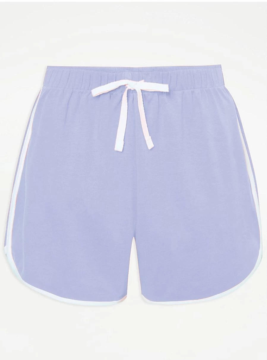 Women's Pale Blue Contrast Trim Racer Jersey Shorts | George at Asda | Sporty Casual Style