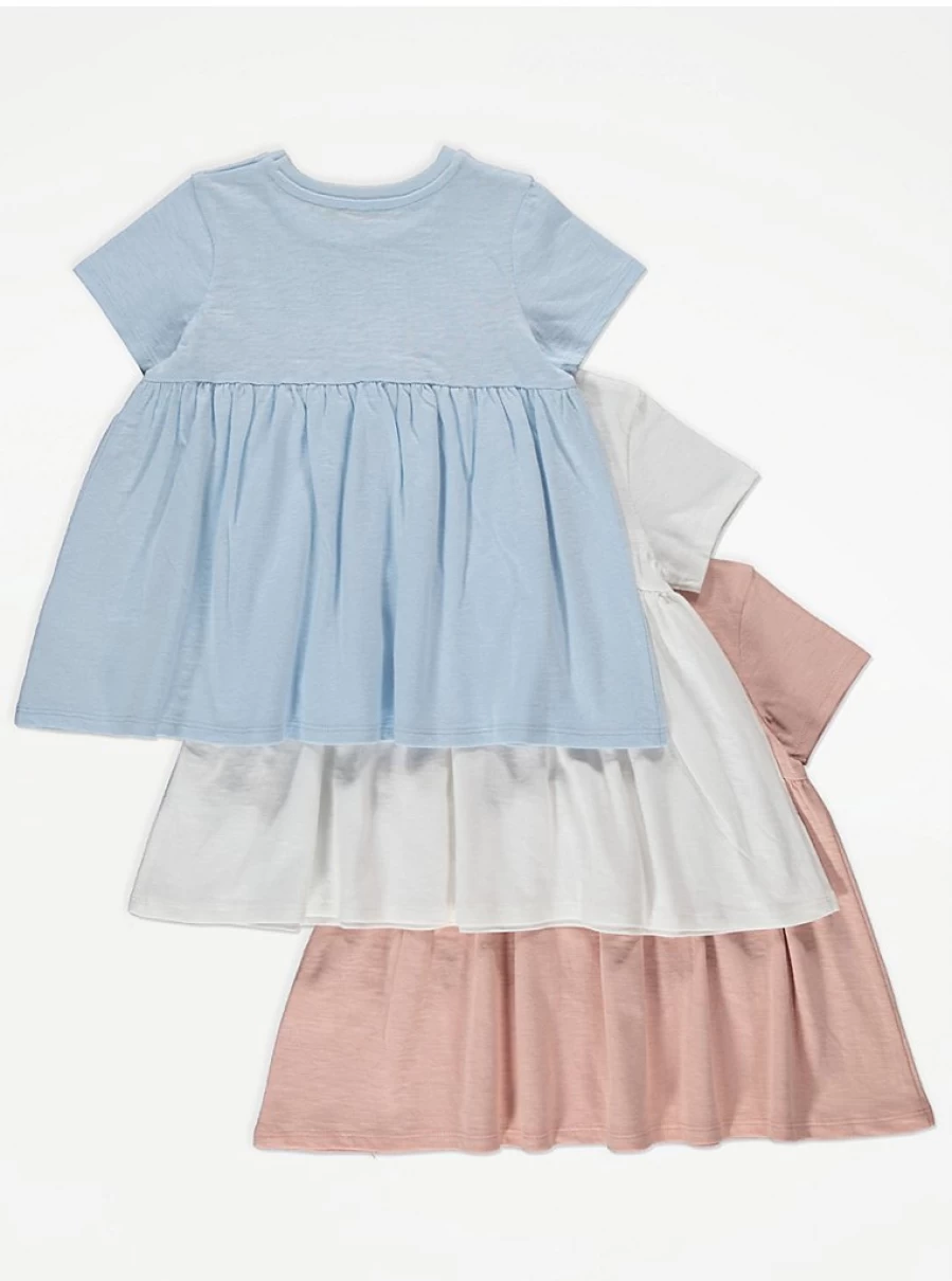 "George at Asda Girls' Pastel Empire Tops 3-Pack | Soft Kids' T-Shirts | Comfortable & Stylish"