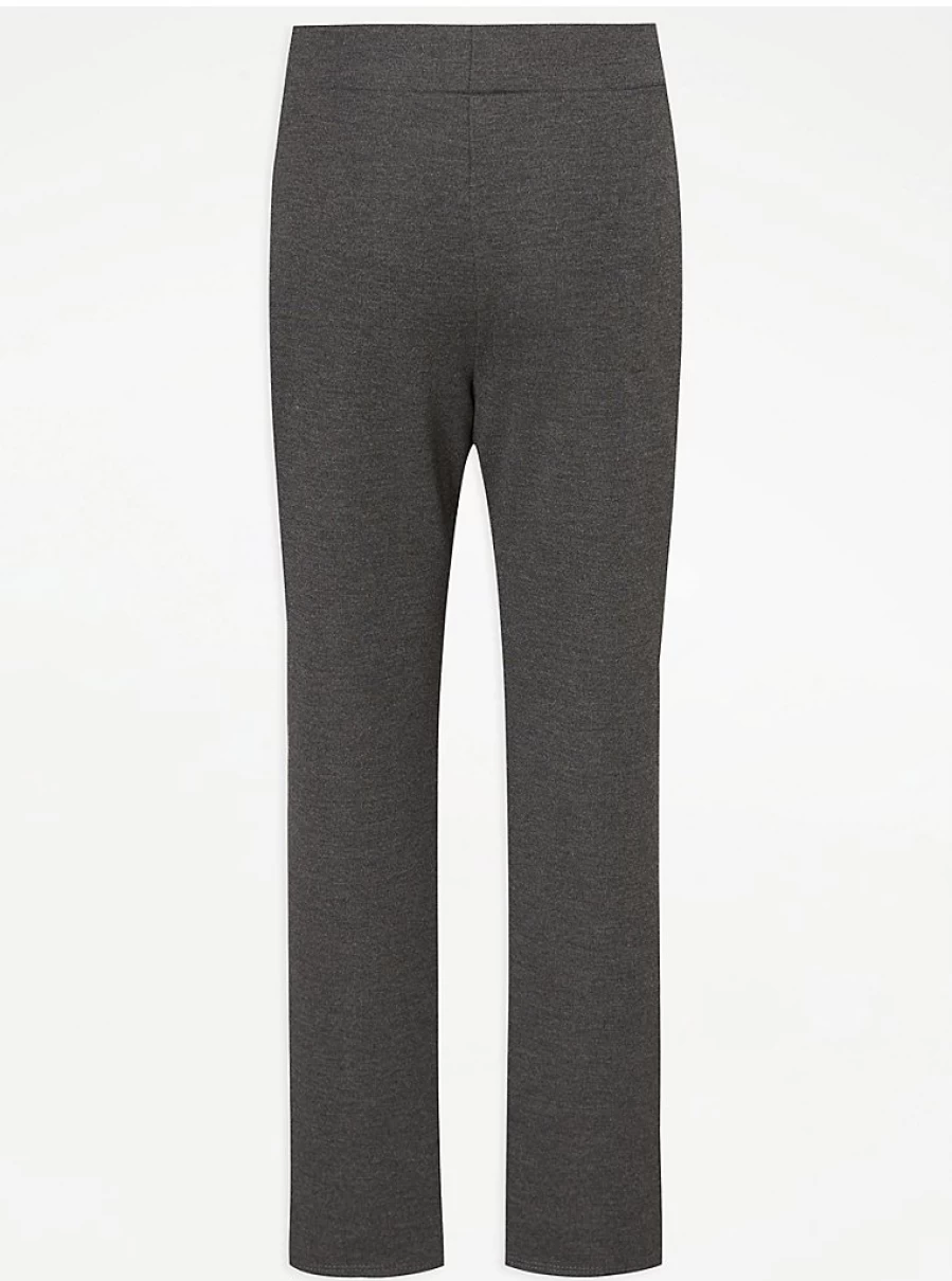 "George at Asda Girls' Grey Plus Fit Straight Leg School Trousers 2-Pack – Comfortable Jersey Fabric"