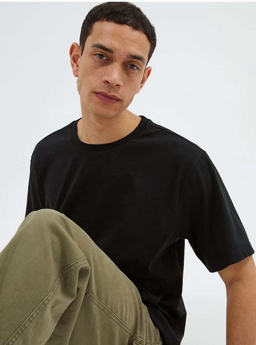 George at Asda Men's Black Oversized Plain T-Shirt - Comfort Fit Casual Essential